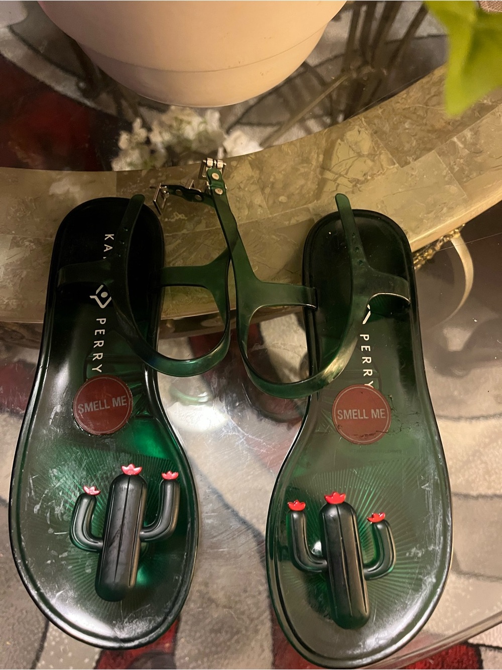 Katy Perry Collections Emerald Green Cactus Jelly Sandals🌵
